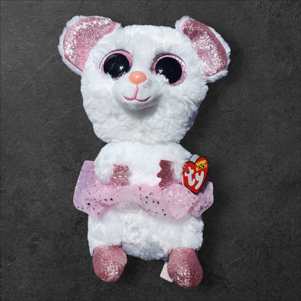 TY Beanie Nina White Ballerina Mouse 10" Medium